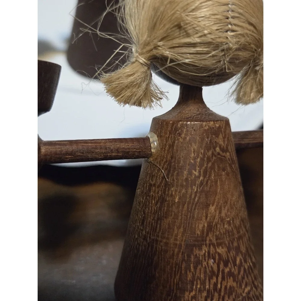 vintage Erzgebirge GDR wooden candle holder, Faceless Children
